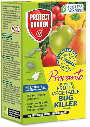 Provanto Ultimate Fruit & Vegetable Bug Killer 30ml Insecticide for Greenfly, Blackfly, Caterpillars & More Edible Plant Protection Makes Up to 60L Fast-Acting Yellow - 1 Pack