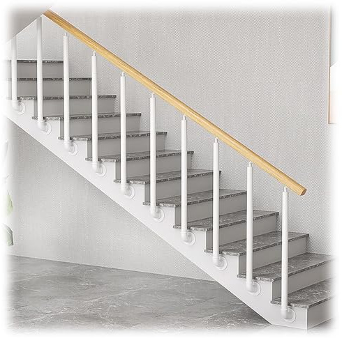 Barandilla Escalera, Pasamanos De Hierro Forjado Para Jardines, Porches, Entradas, Interior Y Exterior Escalera Montaje Lateral Postes De Balaustre De Escalera(Blanca,39.4/100cm H)