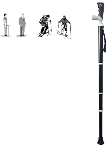 Bastones de Senderismo Palos para Caminar de Titanio: telescópico de 4 Secciones 3 Alturas Ajustables bastón portátil Ultraligero Adecuado para mochileros(1PC) (Negro, 38~105cm)