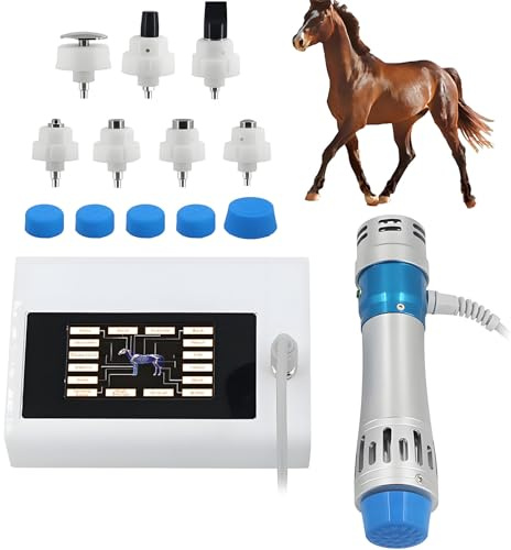 Macchina per Terapia Ad Onde D'urto per Cavalli - Dispositivo Ad Onde Urto Extracorporeo Veterinario Con 7 Testine per Massaggio, Energia 10-300MJ, Frequenza 1-18Hz per Alleviare Il Dolore in Cavalli