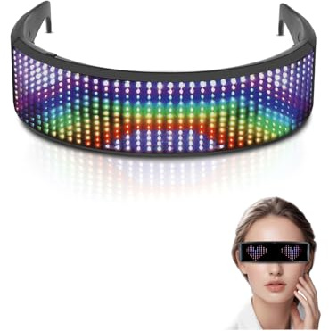 Gugxiom Divertenti occhiali a LED, occhiali da festa, controllo app, immagine fai da te, decorazione luminosa ricaricabile USB, lenti luminose uniche per ballare al bar, feste di Halloween, discoteca