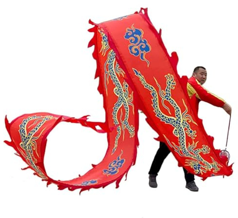 SJHDUNBW EUR Ruban de Danse du Dragon en Spirale - Poi Fitness Soie Chinoise for l'entraînement, Les Sports Plein air et la Folklorique(Red a,6m/20f)