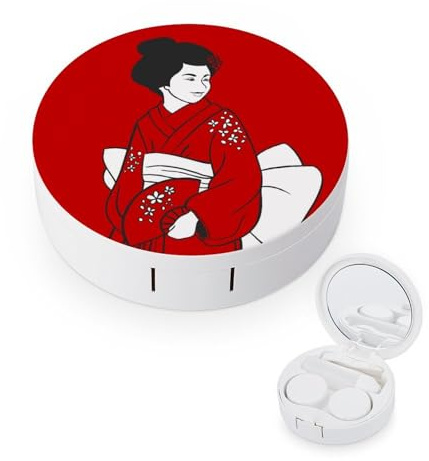 fkgvwo Contact Lens Case Japanese Girl Contact Lens Holder Box Container Soak Storage Kit