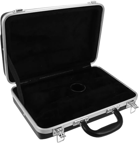 LRXIYODE Schwarzer Klarinettenkoffer aus Robustem Abs Stoßfestes Gigbag mit Durchdachten Fächern für Klarinettenzubehör Wasserabweisend für Musiker Schüler und Reisende