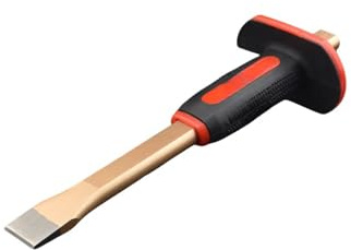 Cincel de cantero con protector mano, cincel acero aleación tungsteno, herramienta for romper piedra, cabeza plana y punta afilada, herramientas manuales, cuchillo for tallar(Flat Handle Flat L)