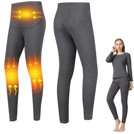 Uppvärmda underkläder för kvinnor, 3 värmezoner elektriska termiska leggings utomhussport uppvärmda långkalsonger för skidåkning
