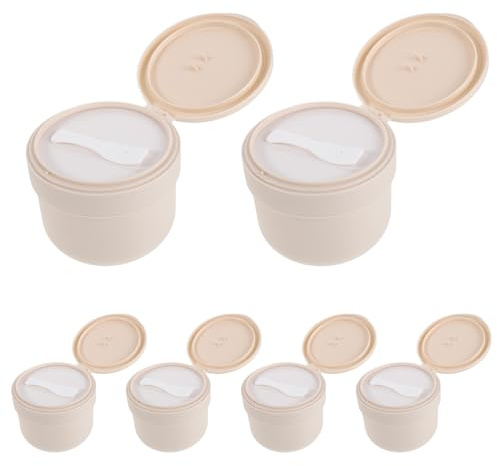 Cabilock Tarros de Plástico de 300ml para Cosméticos con Tapa y Cuchara, 6 Piezas, Capacidad Grande y Diseño Versátil para Almacenamiento y Viaje