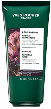 Yves Rocher Reparierende - Haarmaske - 200 ml | Repariertes Haar in 3 Minuten - Cynara & pflanzliches Keratin - Ohne Silikone, für brüchiges Haar
