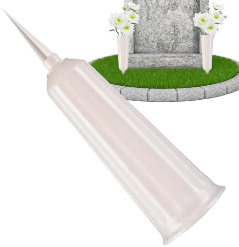 Vaso per cimitero – con paletto commemorativo per fiori, vaso per fiori per cimitero, per cimitero, per cimiteri, lapidi da esterno, pietra tombale floreale