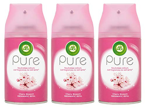 3x Air Wick Pure Cherry Blossom Lufterfrischer Freshmatic Auto Spray Nachfüller 250ml