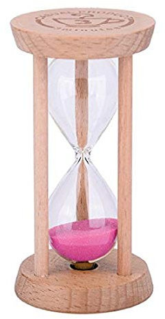 Mini-Sanduhr – Holz-Sanduhr, Timer, Holzfarbe, Werkzeug für Zuhause und Restaurant, 1 Minute/3 Minuten (3min, Wood + pink)