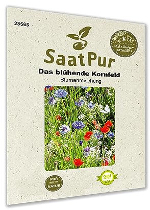 SaatPur Blumenmischung Das blühende Kornfeld Blumenmischung Blumensaat Kornblumen Bienenweide Mohnblumen