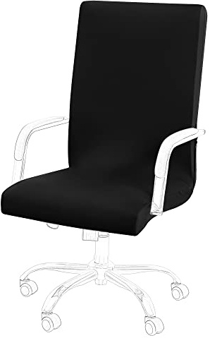 PiccoCasa Bürostuhl Bezug Schreibtischstuhl Bezug mit Reißverschlüssen für Computer Stuhl, Modern Waschbare hohe Rückenlehne Chefsessel Bezug Schwarz Medium