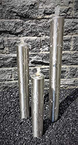 Jürgen Bocker Gartenambiente Säulenbrunnen Wasserspiel rund 3er-Set Edelstahl matt gebürstet 100/80/60 x 10 cm ohne Becken