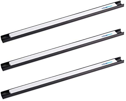 Relaxdays Set de 6 Imanes Herramientas, 45 cm de Largo, Acero, Barras Magnéticas Cuchillos, Taller, Garaje, Negro/Blanco