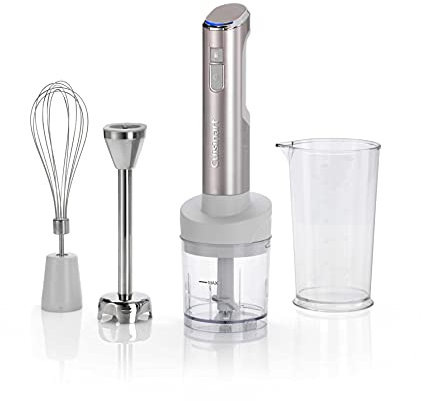 Cuisinart Cordless 3-in-1 Power Hand Blender Stainless steel electric whisk, stick blender and 700ml BPA free jug, 250ml mini chopper Handheld cordless USB charge, Rechargeable Dishwasher safe