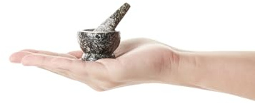 Dakorn Mörser und Stößel Set, Granit mit ungeschliffener Innenseite, winzige Größe, 4,8 cm
