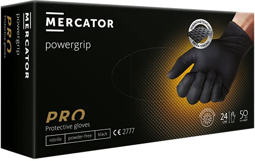 MERCATOR Nitrilhandschuhe, Schwarz, zum Basteln, mechanisch, Größe L, 50 Stück