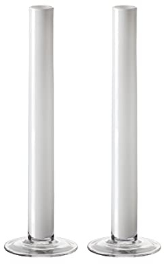CRISTALICA Blumenvase Stangenvase Glas Vase Tischvase Raumdekoration Asia 2er Set H 30cm Weiß