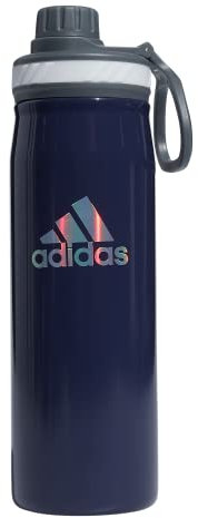 adidas 600 ml (20 oz) Metall-Wasserflasche, warm/kalt, doppelwandig, isoliert, 18/8 Edelstahl, Shadow Navy/Onix Grau/Silber, reflektierend, Einheitsgröße