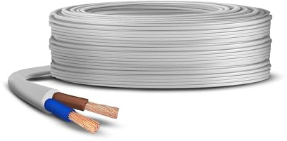 Primes DIY 2 Core Round White Flex Flexible Cable, stranded electrical copper wire, Insulated Flexible PVC Wire, Stranded Wire High Temperature Resistance, 3182Y BASEC Approved 0.75mm(20 Meter)