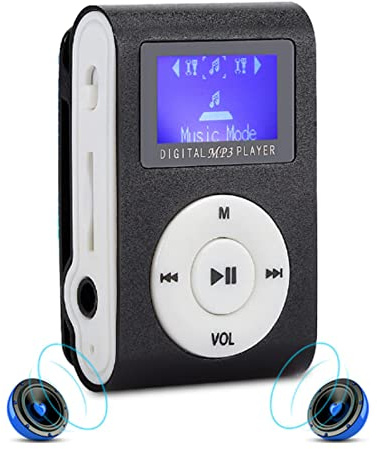 Lettore MP3, Schermo LCD Da 0,8 Pollici Mini Lettore Musicale MP3 Portatile, Mini Clip in Metallo Supporto per Scheda Di Memoria MP3 con Auricolare Da 3,5 Mm per Esercizi Di Trasporto All'Aperto