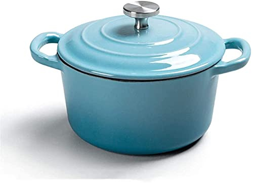 Cocotte Casserole À Soupe en Fonte Émaillée Four Hollandais avec Casse-Coquette De Casserole Poue De Cuisson Antiadhésive, 1,2 L, for La Baise À Vapeur Grillant Sauteuse À Mijoter, Rouge (Color : A)