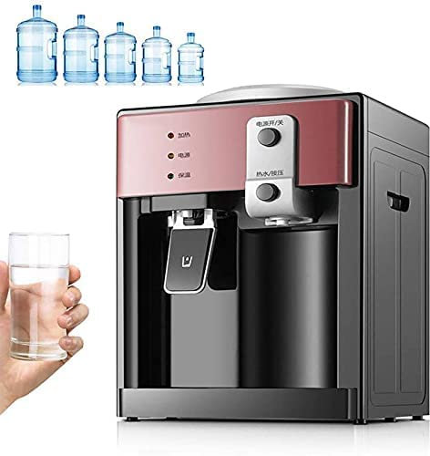 Electric Water Dispenser, Desktop Drinking Fountain Cold & Hot Water Cooler Heater For Home Office Hotel Coffee Tea Bar, One-Handed Push Cup, Convenient And Safe Dispenser Water,Pink,Collector88