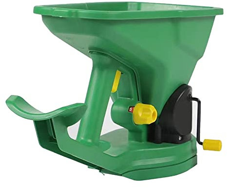 jackfru Handstreue Universal-Streuer, Ganzjahresstreuer Garten Saatgutverteiler für Dünger, Rasensamen, Streusalz Ganulierte, Handkurbel Gleichmäßig Verteilen 1,5 L Fassungsvermögen