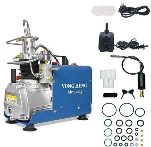 YONGHENG 4500Psi Pcp Compresor de Aire,Bomba de Alta Presión,Versión Auto-Stop con Filtro Separador de Agua-Aceite Incorporado,para Llenado de Pistola de Aire Rifle de Buceo 220V