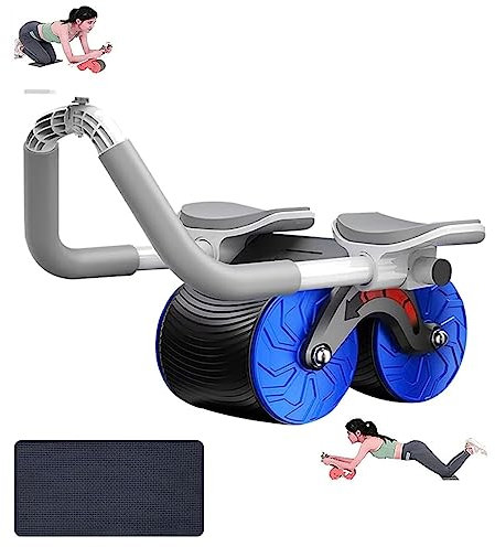 EHOTER Rollenrad für Core Trainer 4D Ab Roller Ellenbogenstütze Automatisches Rebound-Bauchrad mit Kniematte Plank Ab Roller Wheels Bauchmuskeltrainer für Fitness Workouts Training (Blau)
