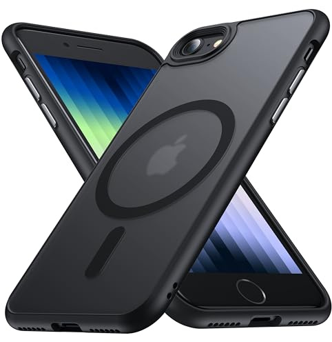 FNDMIL [NO.1 Magnetisch] für iPhone SE 2022/SE 2020/8 Hülle mit MagSafe | [Durchscheinend Matt][Anti-Fingerabdruck][Militär Stoßfest] Hardcase mit Silikon für iphone SE 2./3. Generation Hülle,Schwarz