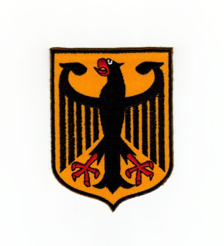 Deutschland Bundesadler Wappen Aufnäher zum aufbügeln oder aufnähen Bügelbild Aufbügler für Kleidung gestickter Bügelpatch Applikation Adler Patch Größe 5,9 x 7,8 cm