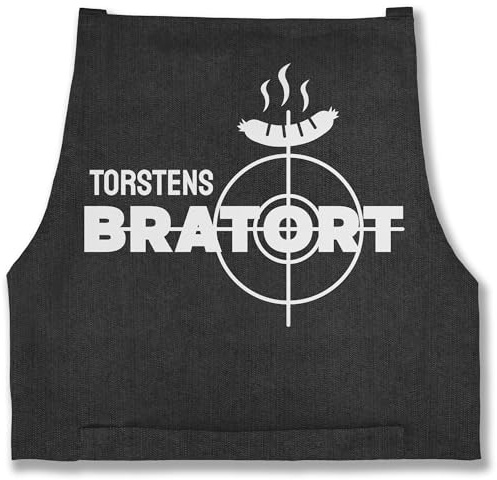 Geschenk mit Namen personalisiert by Shirtracer - Schürze - Grillschürze - Bratort mit Name Geschenk Witzig Vatertag Weihnachten Geburtstag Papa