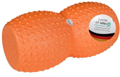 Relexa Peanut Duoball Faszienrolle - Effektive Rücken- & Körper-Massage - Ergonomische Erdnussform - Elastische Druckpunkte - Aus Recycelbarem EPP 17 x 33,5cm - Orange