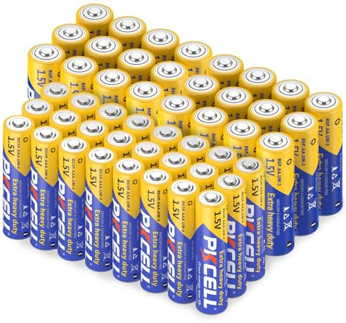 PKCELL Piles AA/R6P 24 pièces + Piles AAA /R03P 24 pièces,Carbon Zinc Piles jetables pour Bougies LED Montres Télécommandes Lampes de Poche