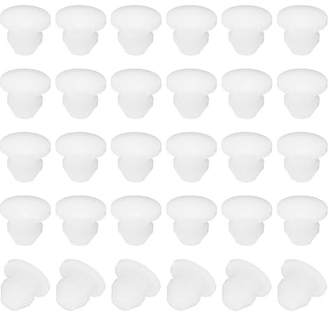 PATIKIL 4.5mm Diameter Silicone Round Snap, 30 Pcs in Type Locking Furniture Hole Plug Button Protective Cover Cap Head Fit for 2.5-4.5mm Hole for Seal Bulkhead Cylinder Hole, White