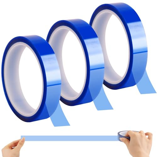 20mm×100m Heat Resistant Tape, Sublimation Tape, 3 RollsHeat Tape Sublimation Resin Tape Blue High Temperature Tape Heat Transfer Tape For Dispenser Soldering And Masking