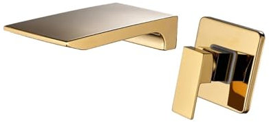Bathroom Waterfall Basin Mixer tap Single Lever Wall Mounted washbasin Faucet Waterfall Bathtub Mixer tap(Gold)