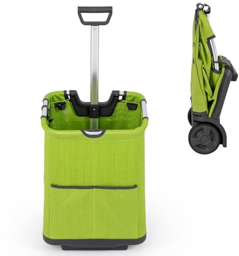 SOARS Einkaufstrolley klappbar, Einkaufswagen mit Teleskopstange & Rädern & 2 vorderseiten Taschen, 50L Shopping Trolley leicht, Einkaufstasche bis 35 kg belastbar