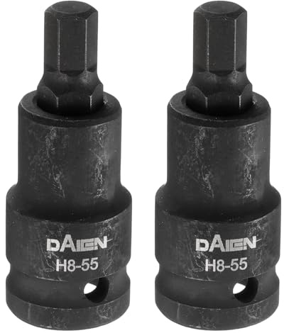 sourcing map Juego de 2 brocas hexagonales H8 de 55 mm de longitud, 1/2 pulgada de extensión métrica de impacto de extensión métrica de tuerca de potencia, juego de llaves de carraca de acero S2