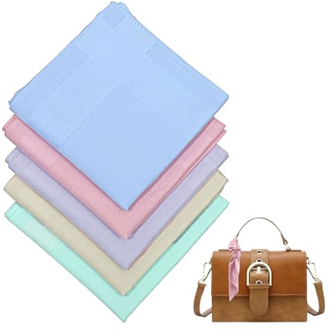 5 PCS Handkerchiefs Women Cotton, Ladies Handkerchiefs Cotton, Women Handkerchief, Ladies Hankies with Soft Solid Candy Color for Girls Bride Party Prom Celebrations Birthday, 40cm x 40cm