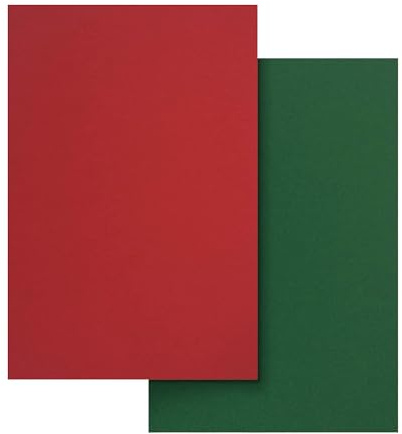 Netuno 20 Blatt Tonkarton DIN A4 170g Sirio Color (10x Rot & 10x Dunkelgrün) farbiges Tonpapier Set buntes Bastelpapier bedruckbar für Karten Einladungen Bastelbogen Weihnachten Kartengestaltung