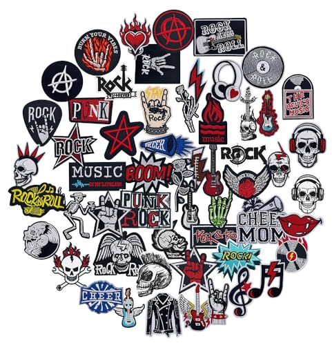 56 Rock Band Sew on Patches Dark Embroidered Punk Music Applique Iron On Patches Stickers for Coat Uniforms Pants Clothes Jeans DressBackpacks Hat DIY Decoration Bags Jackets Vests