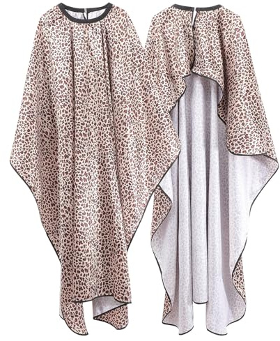 Ipetboom Mantello Parrucchiere Leopardato Unisex con Gancio Barbiere Protettiva per Taglio Colorazione e Styling Capelli Grembiule per Saloni e Uso Domestico