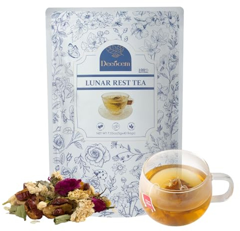 DEEOCEM Sleep Tea with Suan Zao Ren (Jujube Seed), 10-Herb TCM Blend, Chamomile Lavender Rose, Extra Strength 5g Tea Bags, Natural Bedtime Relaxation & Sleep Support, Caffeine Free, 40 Count