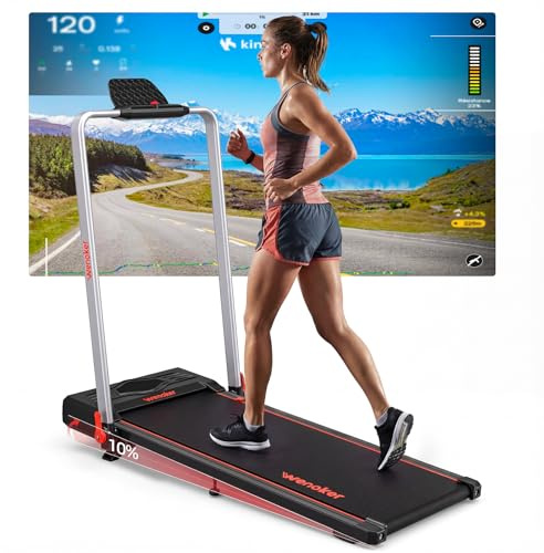 Laufband für Zuhause mit 10% Neigung, 12km/h Laufband Klappbar, Walking Pad mit Armstützen, Fernbedienung und App Steuerung, für Zuhause & Büro Keine Installation