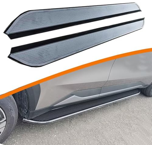 Lot de 2 marchepieds en alliage d'aluminium à rayures noires pour Peugeot 5008 2024-2026 – Pas de perçage nécessaire, marche latérale du véhicule