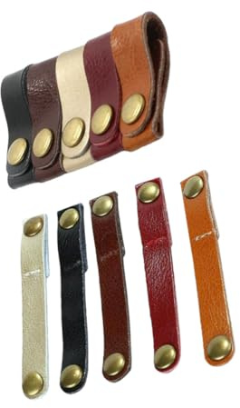 HOMOBABE 10pcs Leather Data Cable Organizer Cord Straps Mixed Sizes 9x1.2cm 6.3x1.6cm Cord Organizer Clips for Earphone Winder Suitable for Desk and Travel Use Random Color