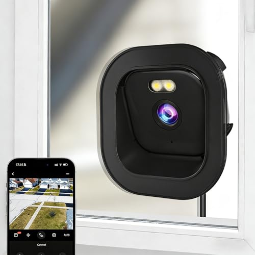LICAEVEY 2K Window Security Camera, No Drill Stick On WiFi Camera with AI Anti Glare & Color Night Vision, PIR Human Motion Detection for Indoor Outdoor Home Apartment